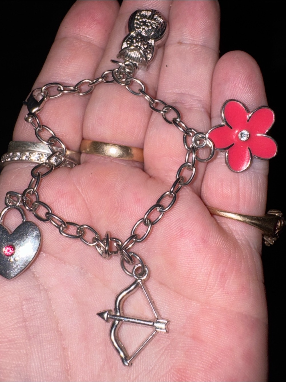 Jessica Simpson  Silver-Tone pink accent  Charm Bracelet - Women Jewelry
